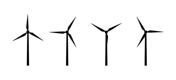 illustrazioni stock, clip art, cartoni animati e icone di tendenza di energia eolica - energia eolica