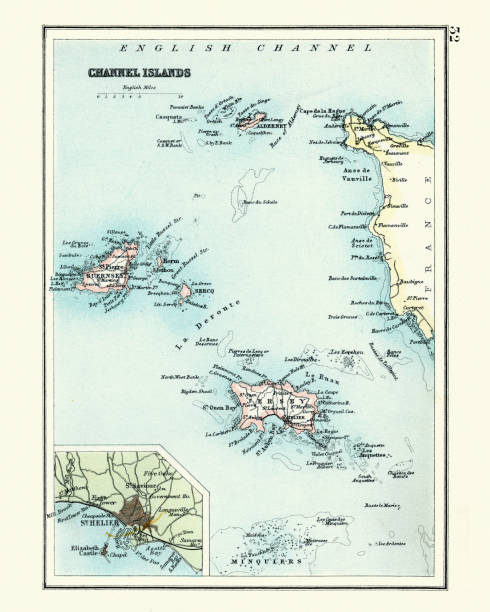 istock Antique map, Channel Island, Jersey, Guernsey, Alderney 19th Century 968313088