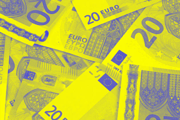 istock Euro money of different denominations duotone abstract background. 968319292