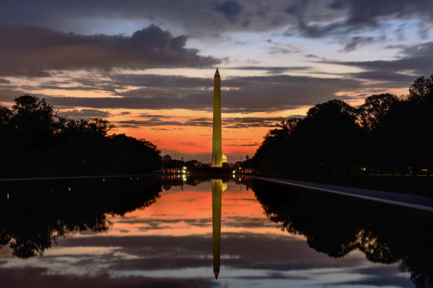 istock Washington DC Skyline, Washington Monument at dramatic sunrise sky, Washington DC 968324966