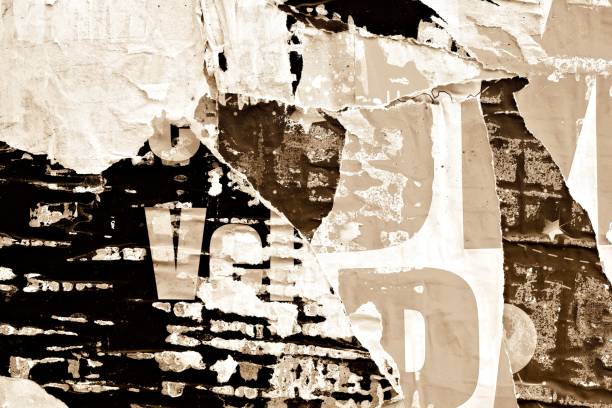 istock Old ripped torn paper crumpled creased posters grunge textures placard backdrop background 968331572