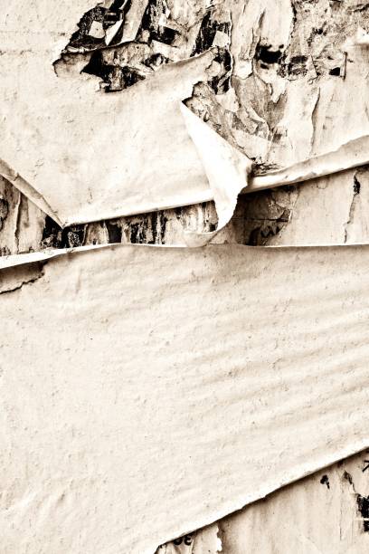 istock Old ripped torn paper crumpled creased posters grunge textures placard backdrop background 968332170