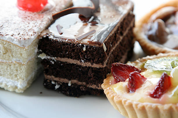 istock chocolate cake with fruits and walnuts tart 96834486