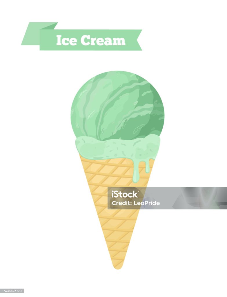 벡터 녹색 아이스크림 콘 피스타치오 맛에 과일에 대한 스톡 벡터 아트 및 기타 이미지 - 과일, 냉동된, 냉동식품 - Istock