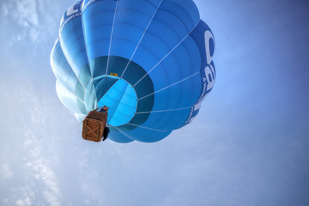 Colorful Hot Air Balloon Flying in a Blue Sky