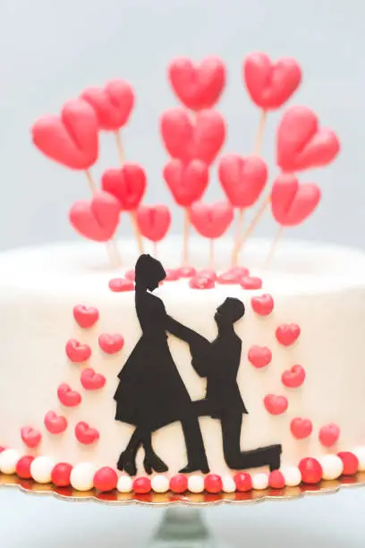 beautiful cake engagement on white background