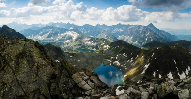 istock Dark clouds gather over the mountains. Wide Tatra panorama. 968366138