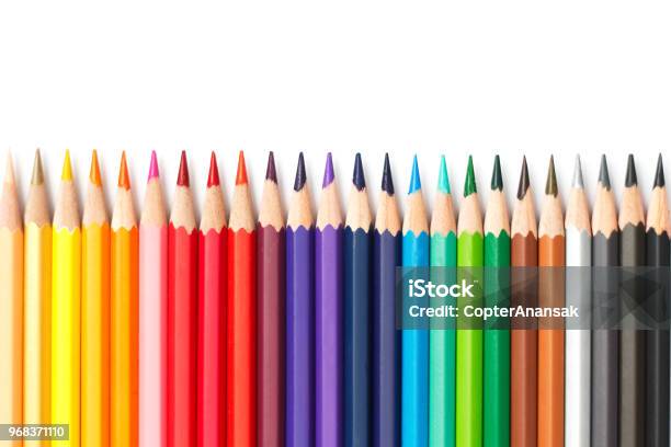 Pencil Color On Isolate Background Stock Photo - Download Image Now - Pencil, In A Row, Color Image