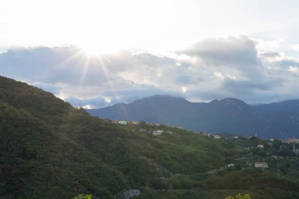 The maritime alps are in the distance