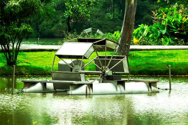 Water turbine floating in water Of the park