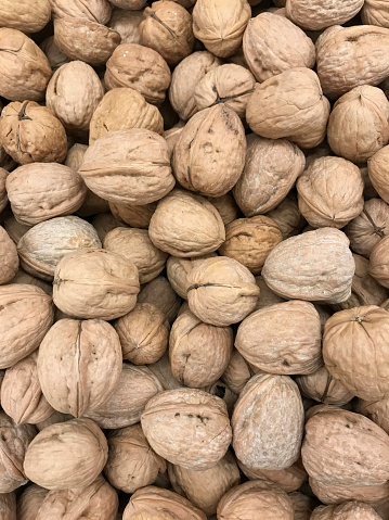 Walnuts Piled Up In A Store Display