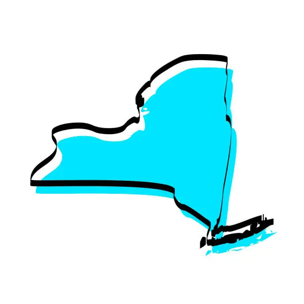 Vector illustration of New York map hand drawn on white background, trendy design