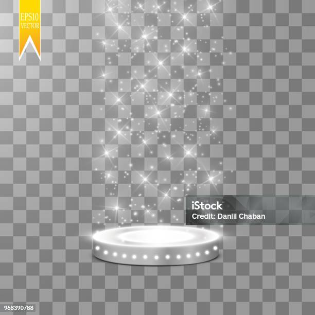 Abstract Shining Podium Background With Spotlights White Glittering Scene You Win Luxury Success And Treasure Design Game Fashion And Gambling Space Vector Illustration Stock Illustration - Download Image Now