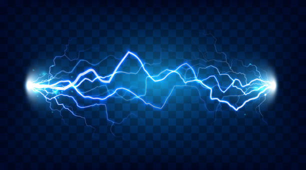 istock Electric discharge shocked effect for design. Power electrical energy lightning or electricity effects isolated vector 968391002