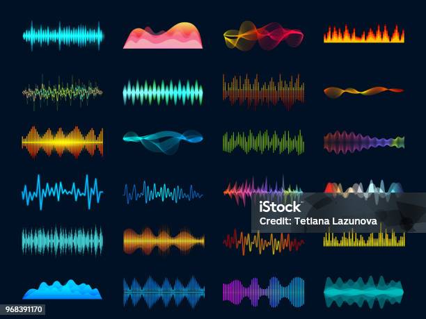 Audiowellenform Signale Welle Lied Equalizer Stereorecorder Sound Visualisierung Soundtracksignal Und Melodiebeat Vektorkonzept Stock Vektor Art und mehr Bilder von Lärm