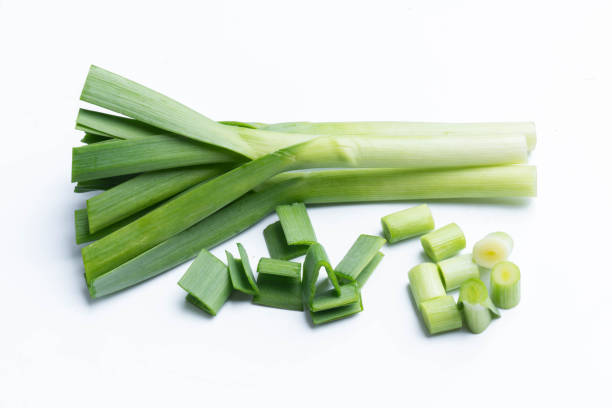 istock green garlic isolated on white background 968394222