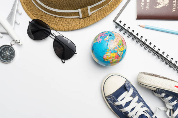 istock travel trip accessories  items travel concept on white background 968394396