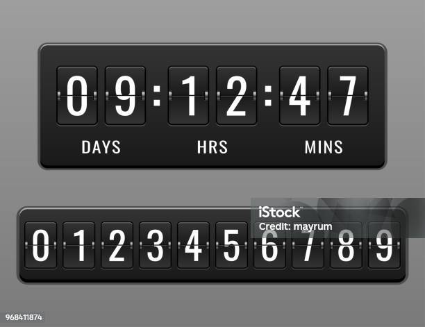 Timer Countdown Scale Mechanical Countdown Timer And Scoreboard Vector For Website Stock ...