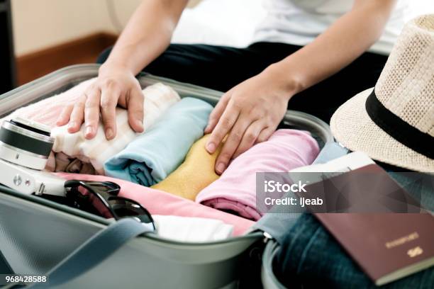 Preparation For Vacation Or Travel Stock Photo - Download Image Now - Luggage, Packing, Suitcase