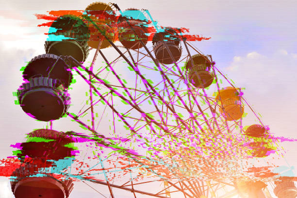 istock Attraction ferris wheel in color glitch effect 968431766