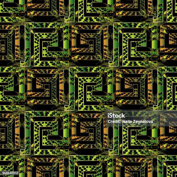 Blocky Meander Pattern Antique Geometric 3d Meander Seamless Pattern With Greek Key Sq Stock ...
