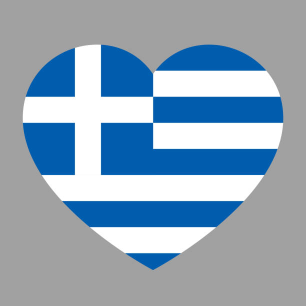 istock Icon heart symbol of love on the background national flag state Greece. Vector illustration. 968454340