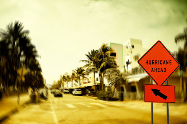 istock Hurricane - Storm road sign, South Beach, Miami, Florida. 968454714