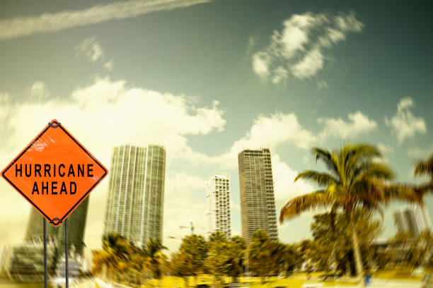 istock Hurricane - Storm road sign, South Beach, Miami, Florida. 968454794