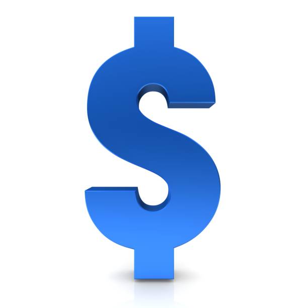 Dollar sign 3d blue money icon symbol isolated white background