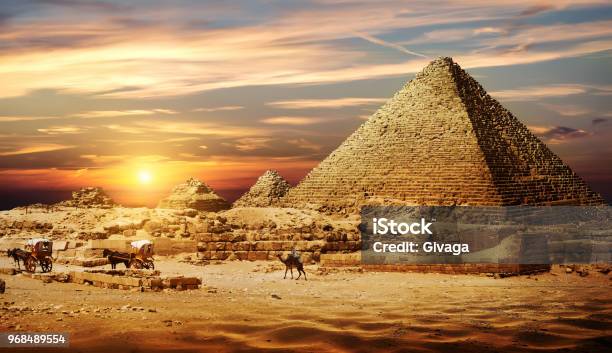 Pyramid In Desert Stock Photo - Download Image Now - Egypt, Pyramid, Egyptian Culture
