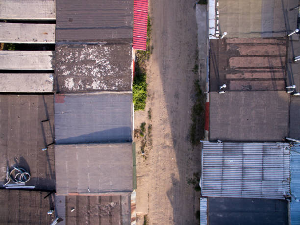istock roof of garages, top view 968502474