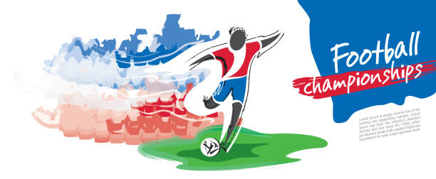 istock Football championship vector. Artistic figurative soccer character. 968505820