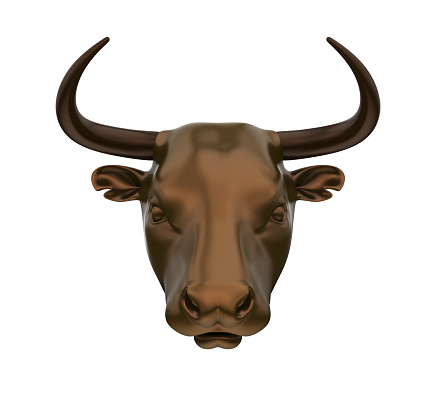 Bull Head isolated white background. 3D render