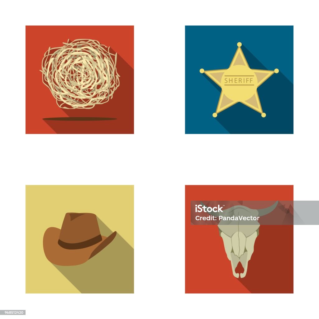 Tumbleweed, sheriff's star, hat, bull's skull. West West set collection icons in flat style vector symbol stock illustration web. Tumbleweed, sheriff's star, hat, bull's skull. West West set collection icons in flat style vector symbol stock illustration . Tumbleweed stock vector