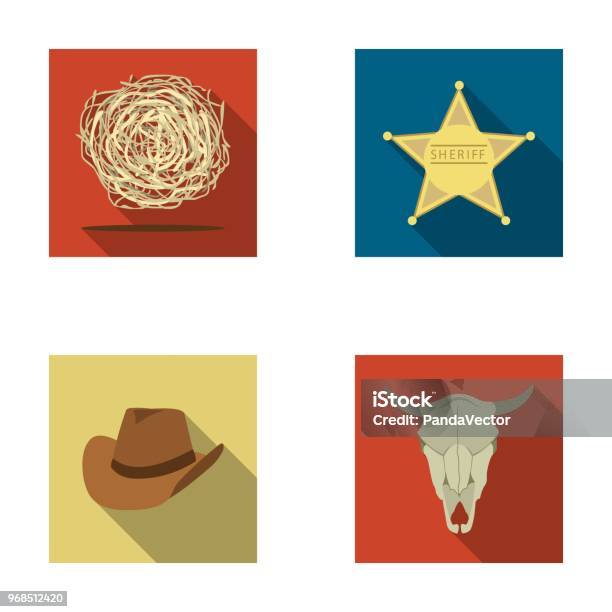 Tumbleweed Sheriffs Star Hat Bulls Skull West West Set Collection Icons In Flat Style Vector Symbol Stock Illustration Web Stock Illustration - Download Image Now