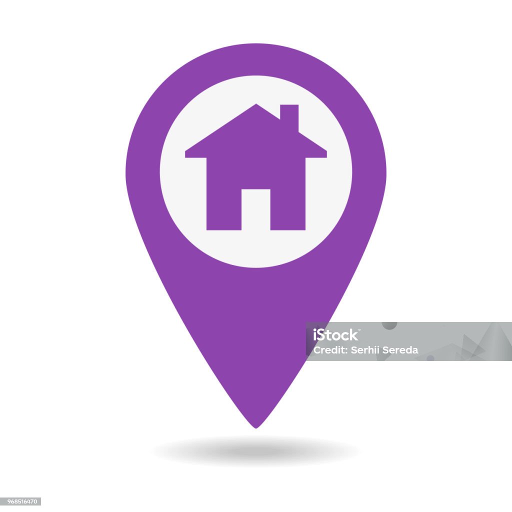 Location icon flat with house Location icon flat with house on white background. Vector illustration Map stock vector