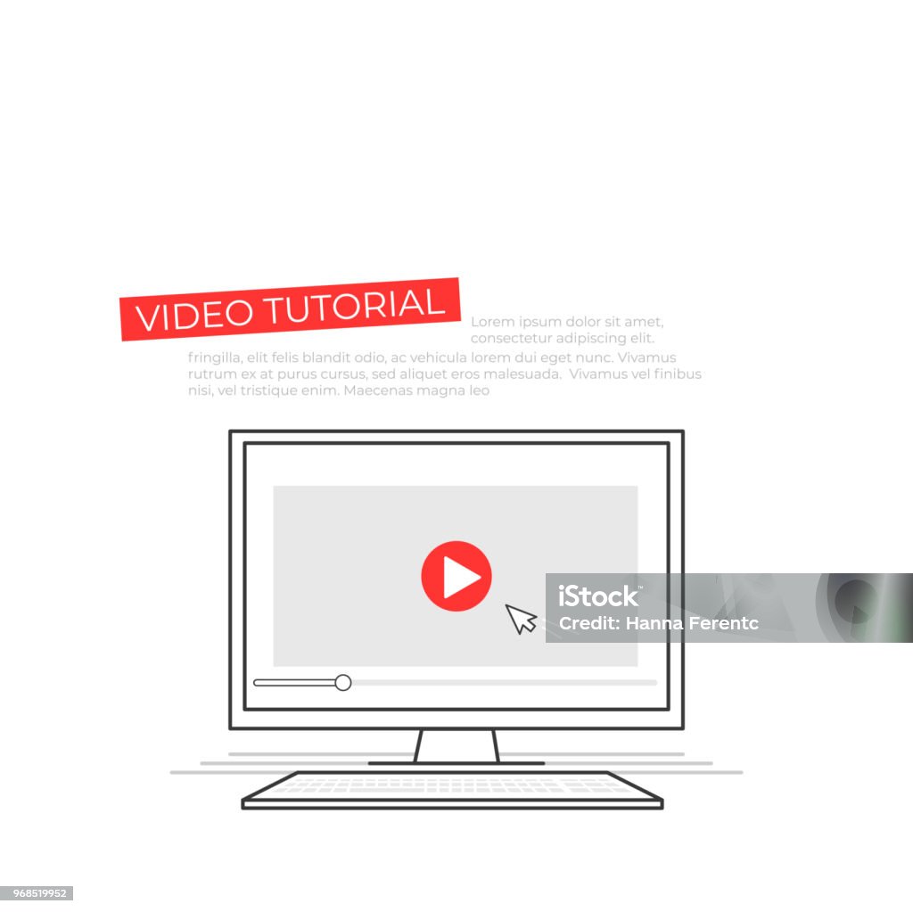 Computer Screen Tutorials Video Tutorial On Screen Of Computer Study Online Stock Illustration ...