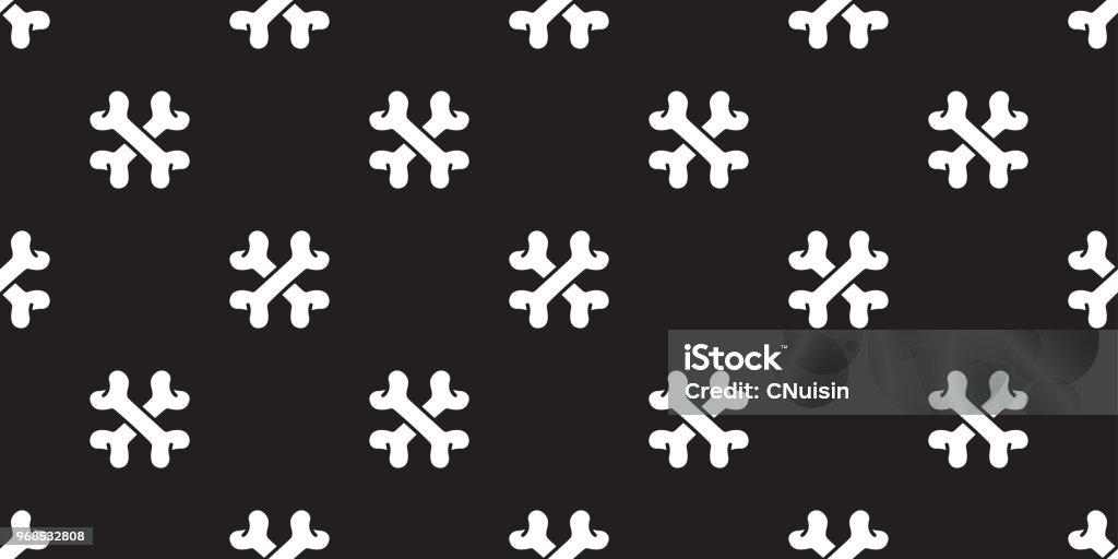 bone seamless pattern cross bone vector dog  pirate halloween isolated background repeat wallpaper black Animal stock vector