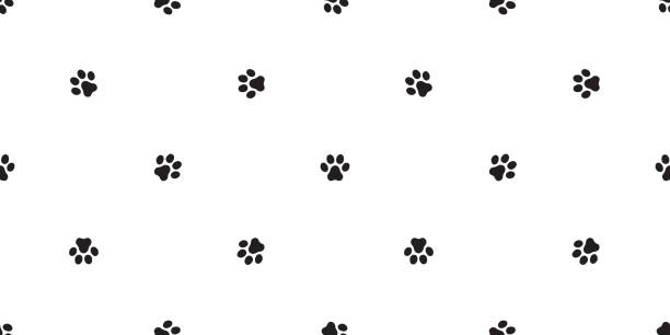 istock paw seamless pattern dog paw vector french bulldog dog bone repeat wallpaper background isolated 968532986