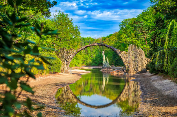 istock Rakotz bridge (Arch Bridge, Rakotzbrücke) in Kromlau, Germany (HDRi) 968536172