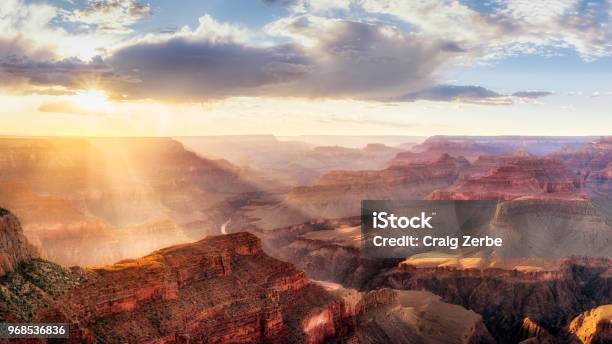 Grand Canyon Sunset From Hopi Point During Summer Monsoon Stock Photo - Download Image Now