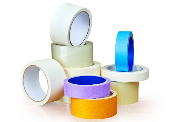 istock Adhesive tape in stock is stacked on white. 968540084