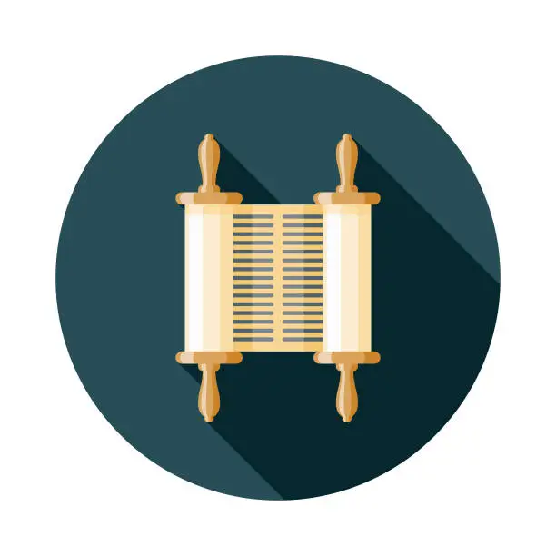 Vector illustration of Torah Scroll Flat Design Hanukkah Icon