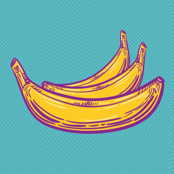 Pop Art Banana - Vector Illustration Pop Art Banana, Textured, Cartoon, Retro Style, Vector banana illustrations stock illustrations
