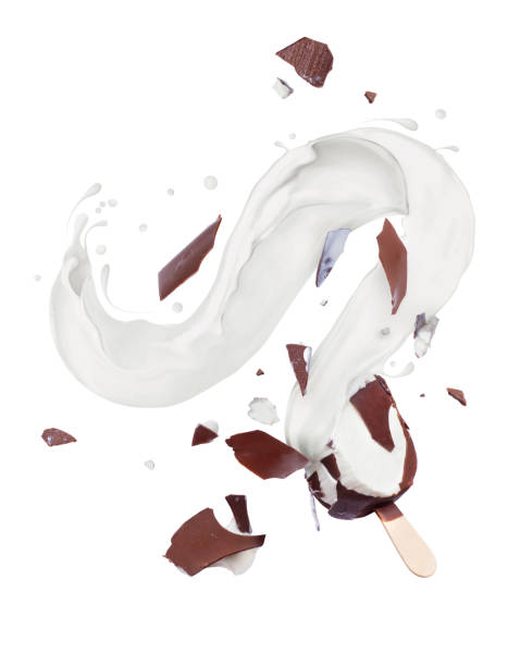 istock Chocolate ice-cream broken into pieces in the air 968591020
