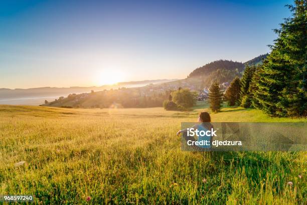 Female Enjoying Life At Sunny Morning Stock Photo - Download Image Now - Mental Wellbeing, Adult, Adults Only