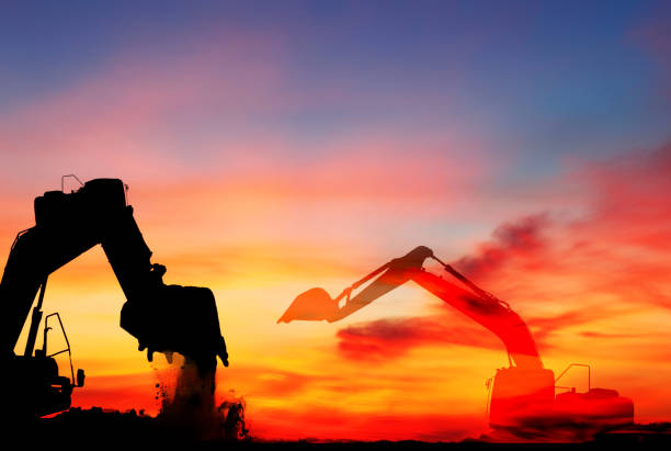istock silhouette of Excavator 968597280
