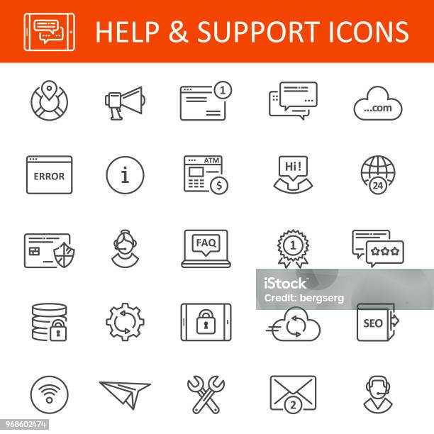 Help And Support Icons Stock Illustration - Download Image Now - Error Message, Instruction Manual, Icon Symbol