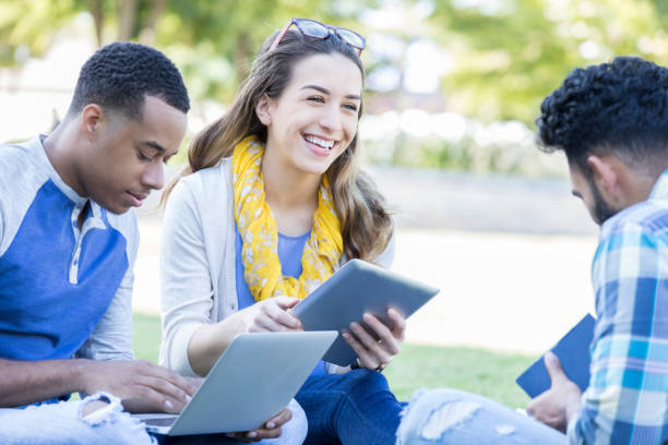 istock Diverse group of friends studying together 968606366