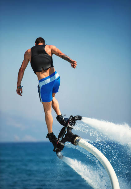 flyboarding. - motorboating jet boat jet boating summer zdjęcia i obrazy z banku zdjęć